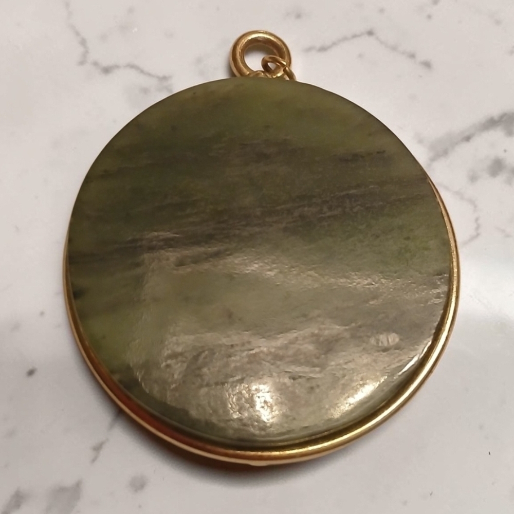 Vntg Mid 20th Century V20/12K/GF Moss Agate Stone Pendant By A.C. Company - Picture 3 of 4